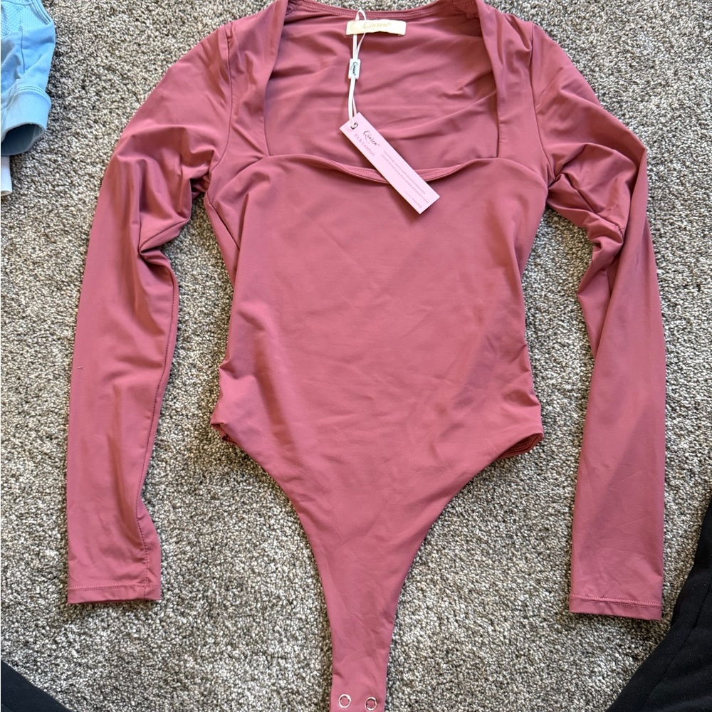 Qinsen square neck body suit